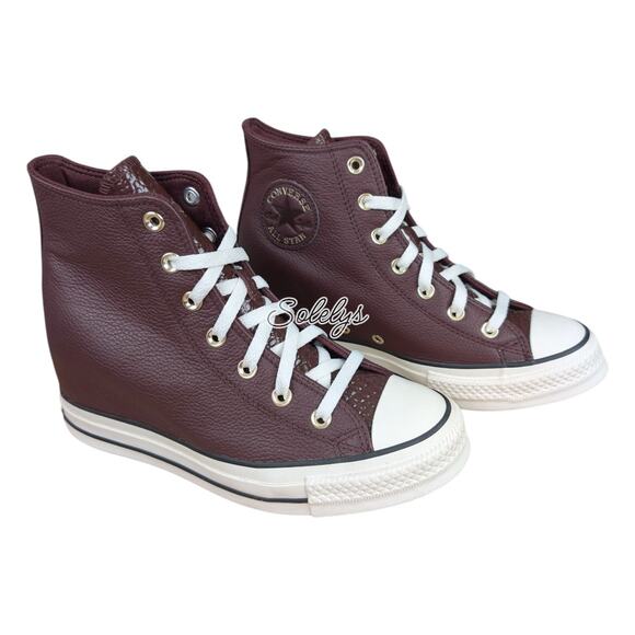 Converse CTAS Platform Hidden Wedge Red Bloodstone Leather Sneaker Womens 8.5 - Picture 5 of 11